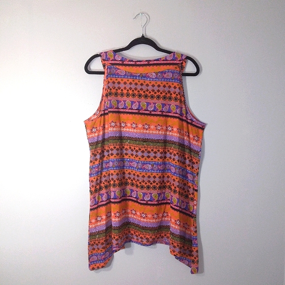 New Directions Woman High Cut Shoulder tunic tank w/ embellished neckline Sz XL - Picture 9 of 11